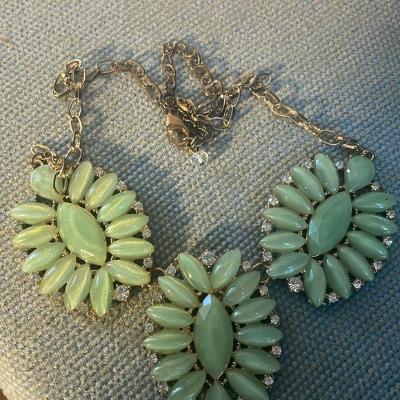 Mint green sparkling costume bib necklace y2k - Picture 3 of 3